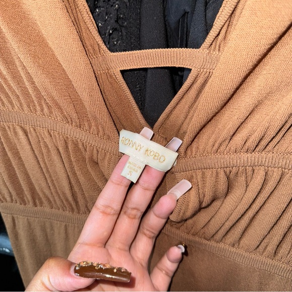 Ronny Kobo Charlie Dress Driftwood Brown Ruched Cutout Jersey Maxi - Picture 7 of 12